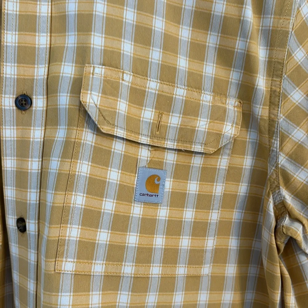 Carhartt Shirt Mens Medium Loose Fit Plaid Button Down Short Sleeve Large - Picture 3 of 4